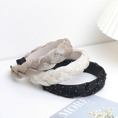 新款寬邊歐根紗麻花辮髮飾頭箍夏季外出百搭壓發優雅女生發箍髮飾