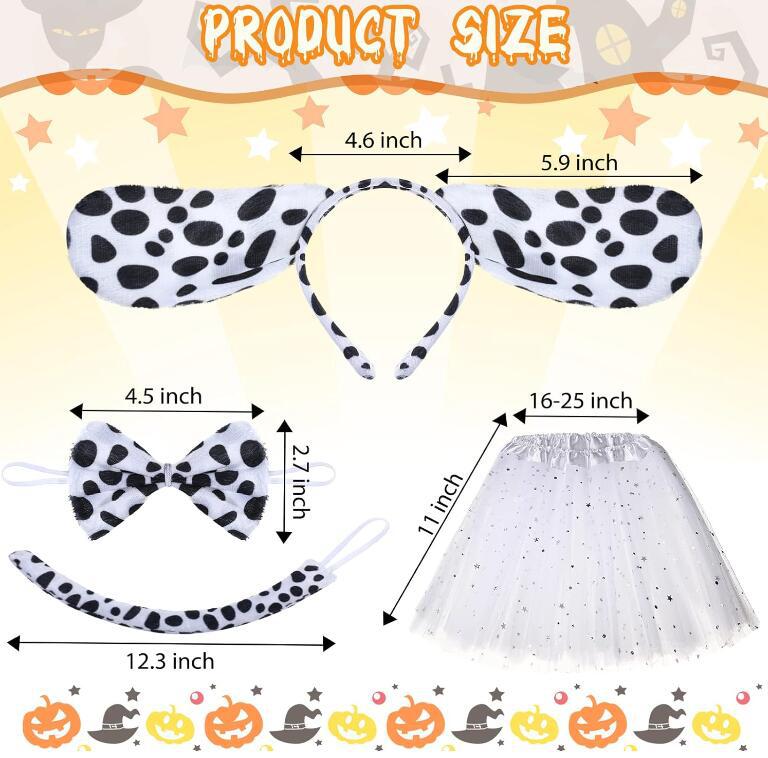 Fascia per capelli dalmata di Halloween, orecchie, guanti, gonna, travestimento per Halloween_voghion.com