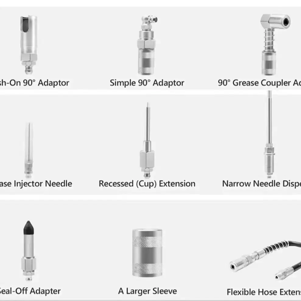 跨境工程机械打油嘴9件套外贸款 工具配件黄油嘴延长异型打油工具