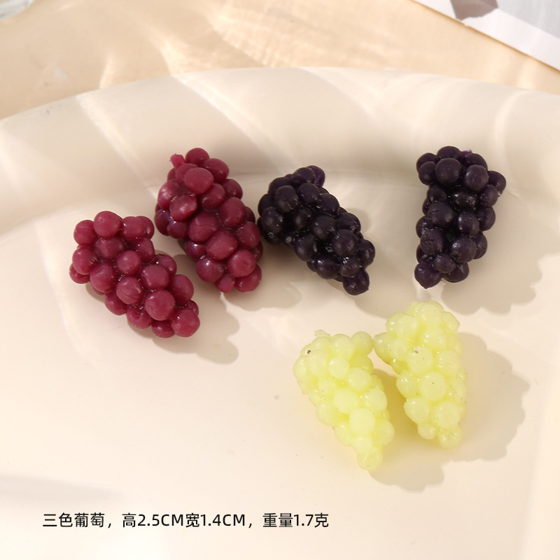 DIY 수제 틈새 만화 포도 복숭아 보석 액세서리 TPR 시뮬레이션 Q 놀이 미니 과일 모델 소품