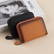 跨境新品真皮RFID防盗刷卡包复古撞色卡夹风琴多卡位男士卡套批发