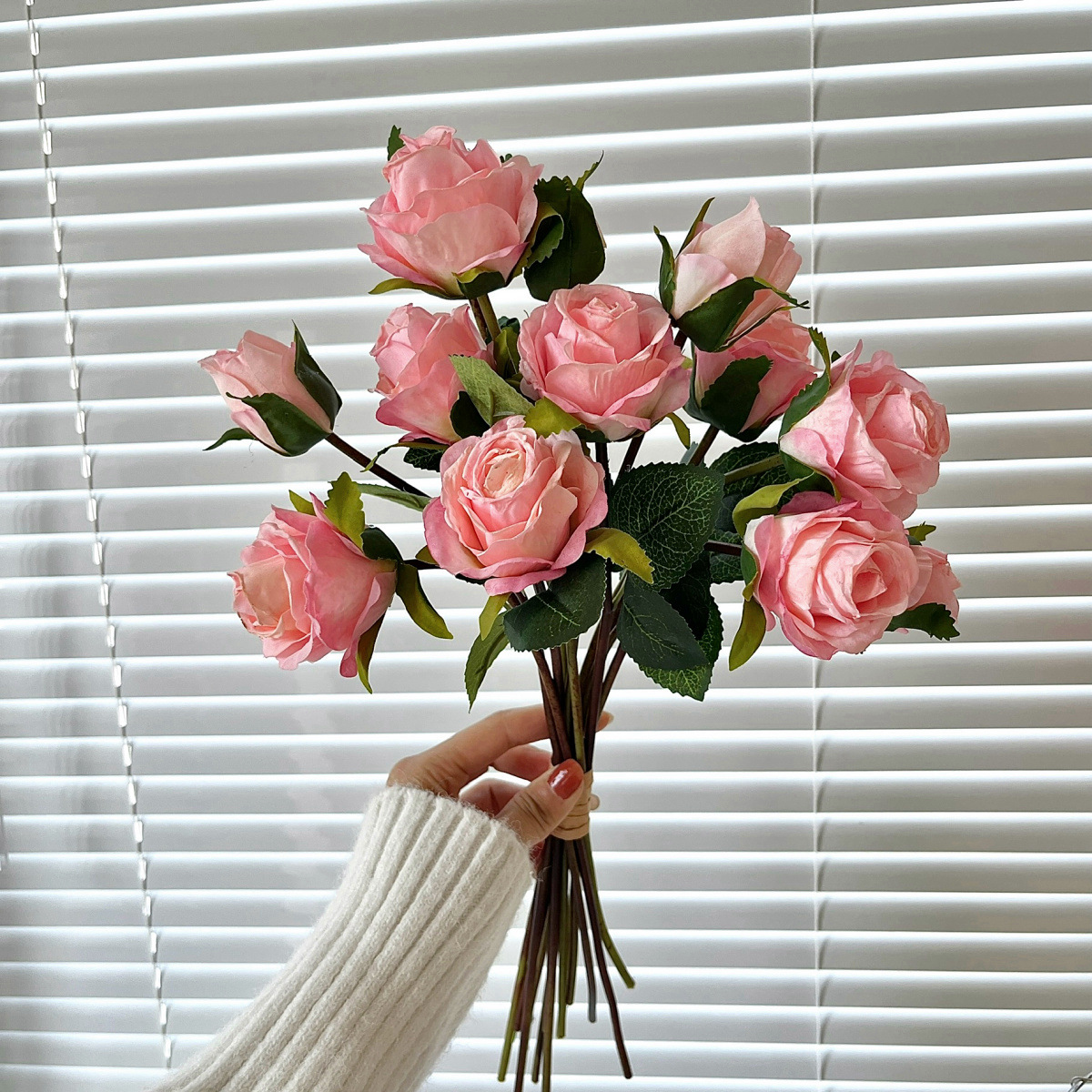 13 mano mano rosa borde de imitación ramo de flores flores secas bordes de rosa decoración de mesa de comedor de la sala de estar fotografía