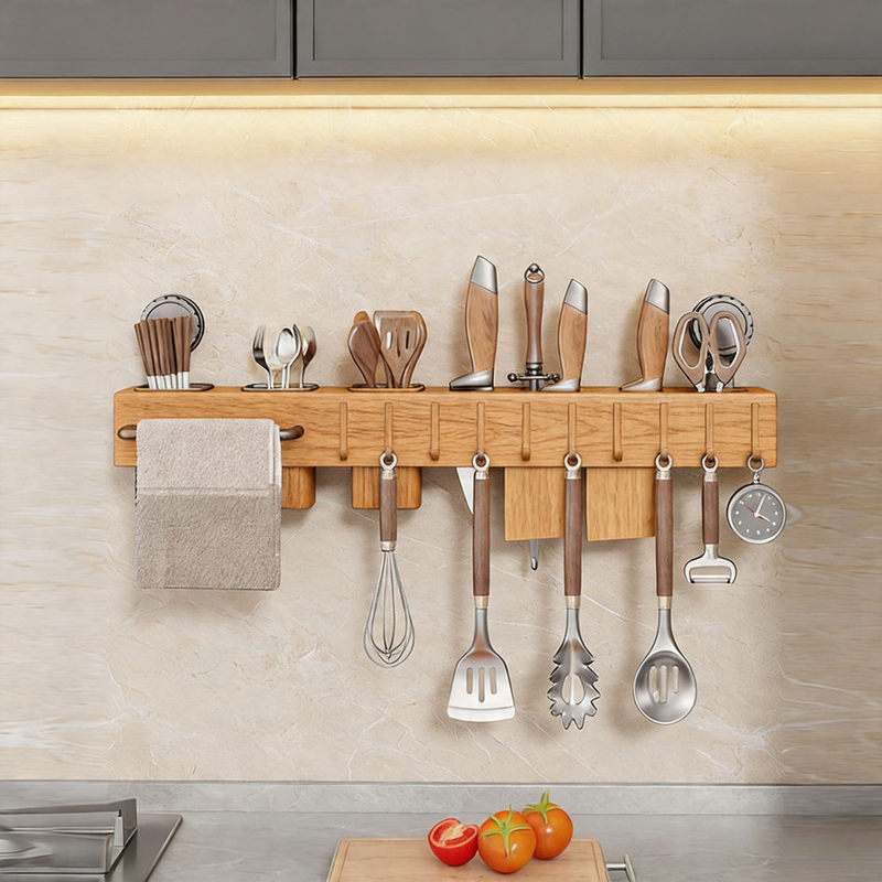Kitchen Storage Rack Wall-Mounted Cutlery Draining Rack Multifunctional Household Chopsticks Spoon Knife Fork Spatula Storage Hanging Rack