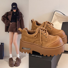 小个子增高板鞋百搭时尚休闲鞋女2025秋季新款英伦风松糕厚底单鞋