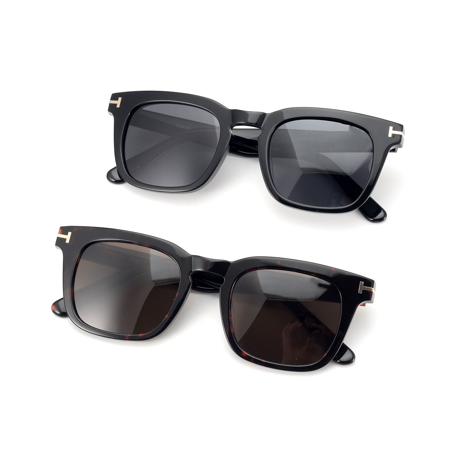 New High Quality TF751 High quality Full frame sunglasses for men and women Stylish frame Temford- Black