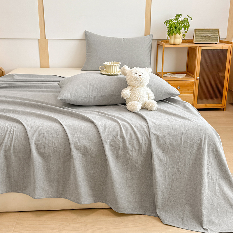 Una clase de sábanas de algodón lavado de algodón de una sola pieza de algodón 100 dormitorio individual doble edredón individual funda de almohada de tres piezas 2025 nuevo estilo