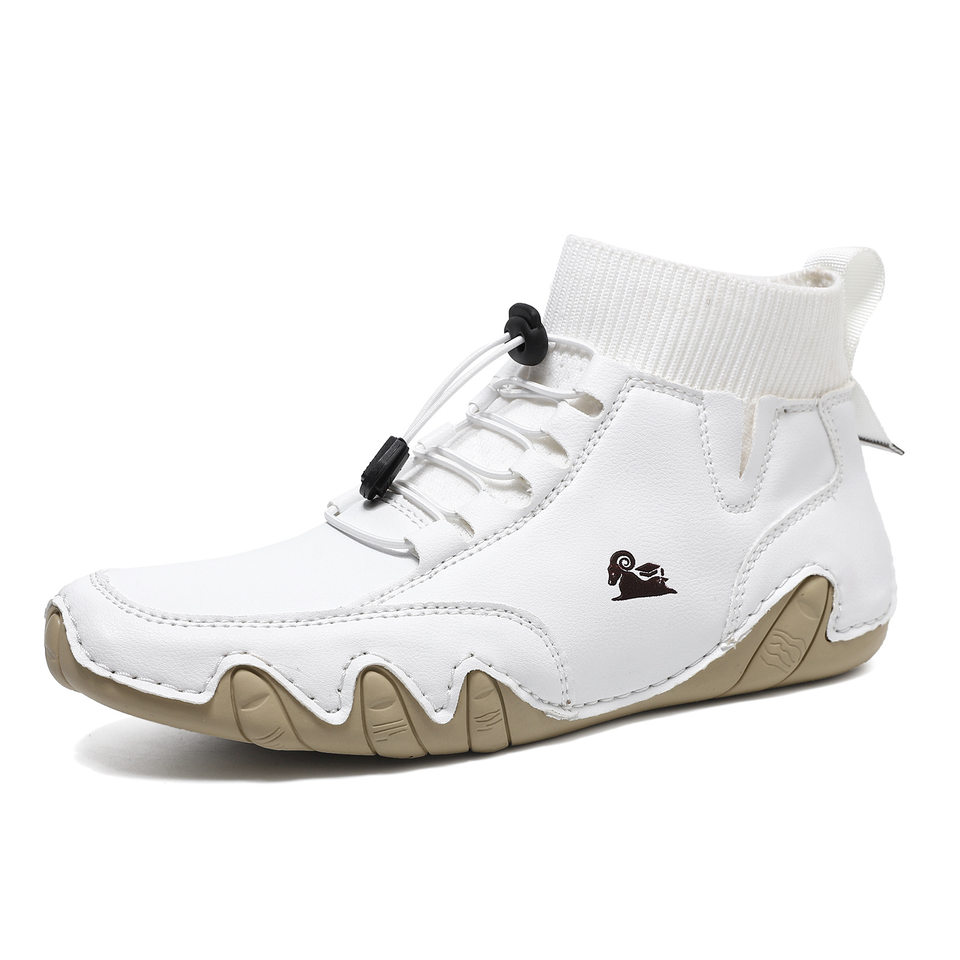 Bốt Martin cổ cao unisex dáng thể thao, đế bằng, mũi tròn — C8005 kaki, C8005 màu xám, C8005 màu đen, C8005M kaki lót nhung