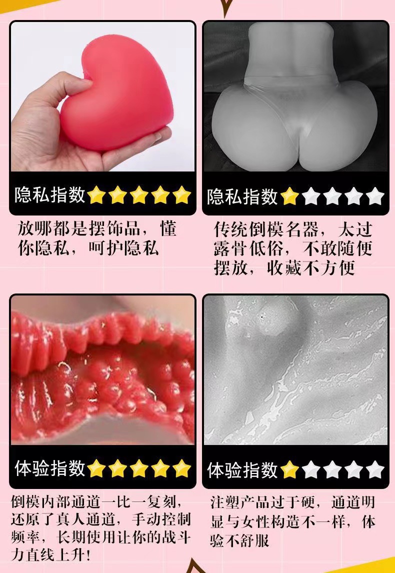 Heart-Shaped TPE Manual Masturbator Cup with Reverse-Mold Texture and Squeeze Vent Ball — detail image 7