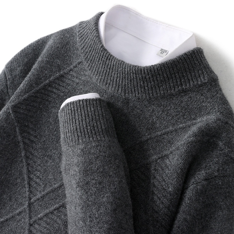 Demi-season woolen solid color knitted sweater