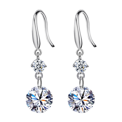 Small fresh and personalized time loose diamond transparent zircon mid-length earrings fashion simple sweet lady earrings ear hooks
