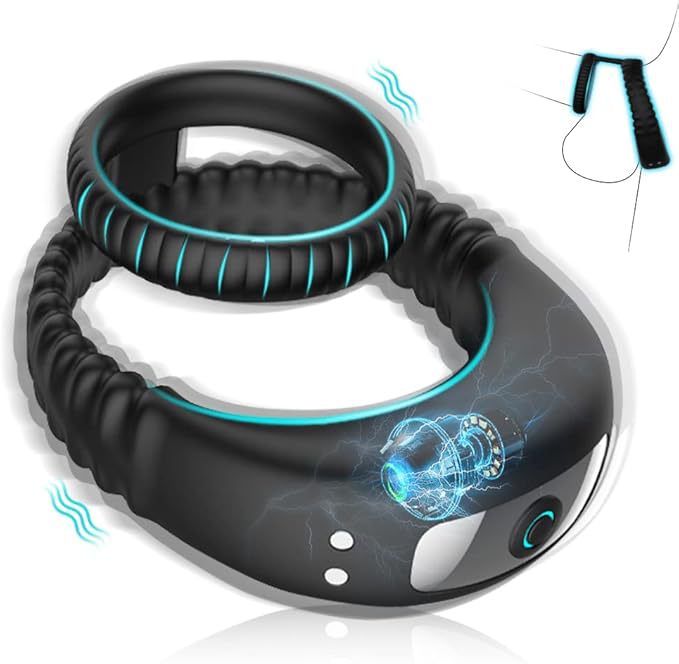 Dual-Vibration Rechargeable Silicone Cock Ring with Locking Double-Band Design — detail image 3