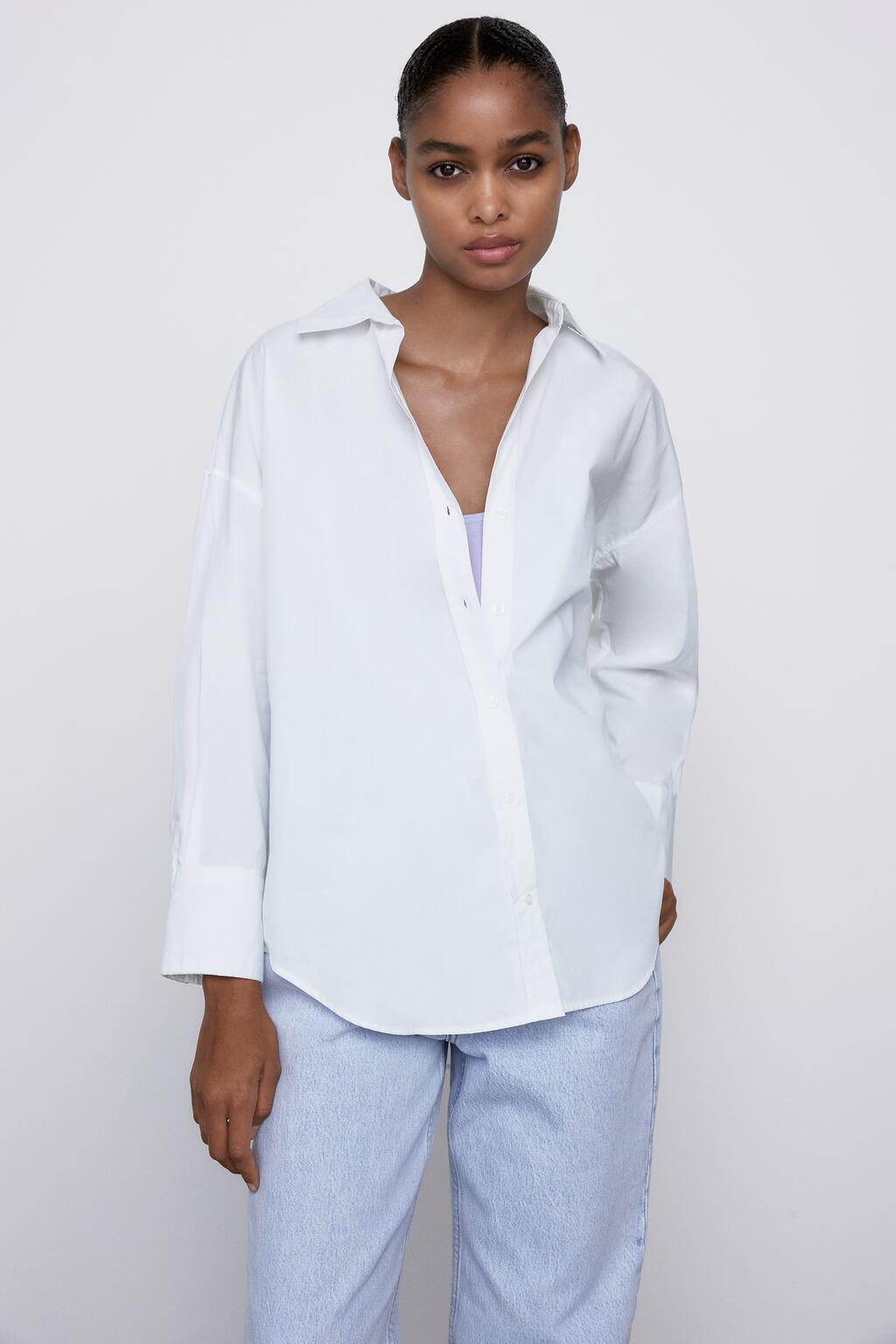 Original PB&ZA2298058 Multi-color Basic Top Loose Long-sleeve Poplin Shirt 4387023_ecoleips.com