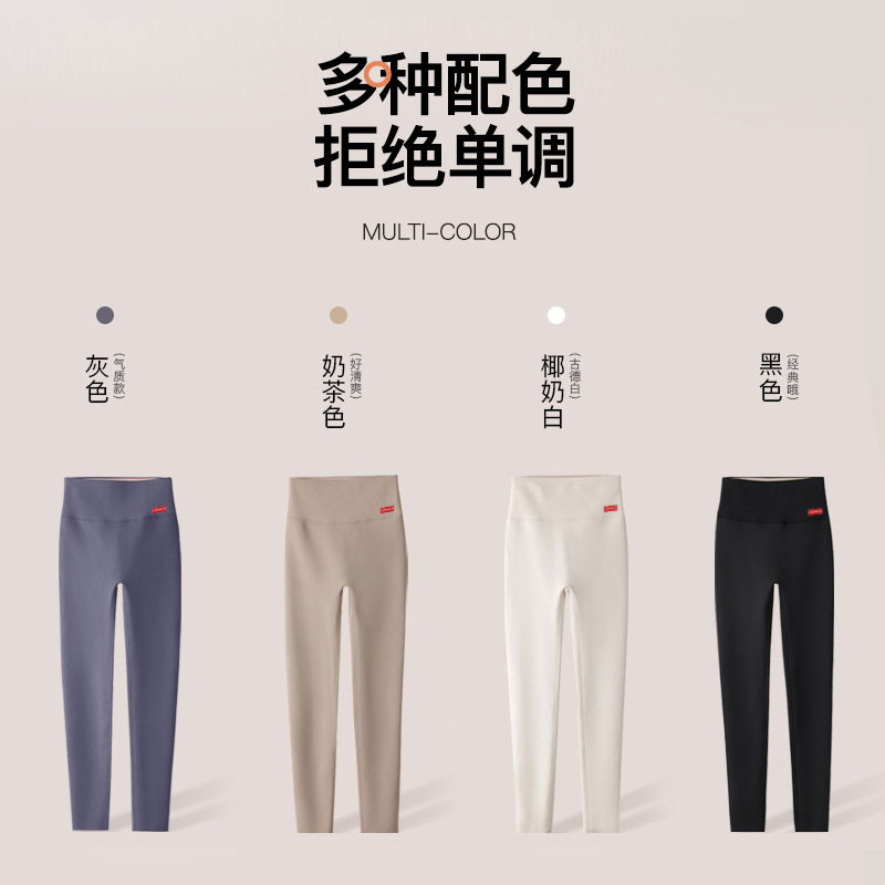 겉옷, 배 조절 및 엉덩이 리프팅을 위한 새로운 길어진 가을 겨울 캐시미어 및 실크 여성용 레깅스, 벨벳 및 두꺼워진 따뜻한 바지, 상어 바지