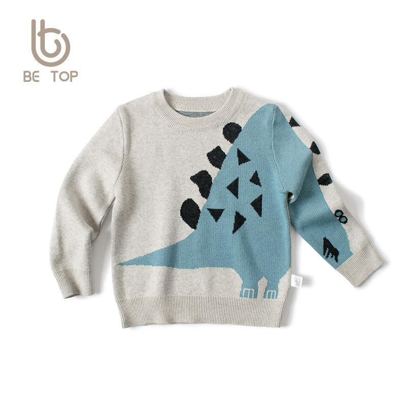 Autumn And Winter Children's Sweater Boy Baby Pullover Sweater Dinosaur Pure Cotton Korean Version Cartoon Clothes Drop Shipping