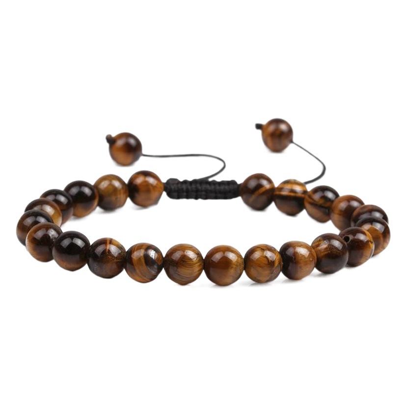 Joyería europea y americana DIY pulsera tejida con cuentas Ojo de tigre Pino blanco copo de nieve Pulsera de piedra pulsera de los hombres