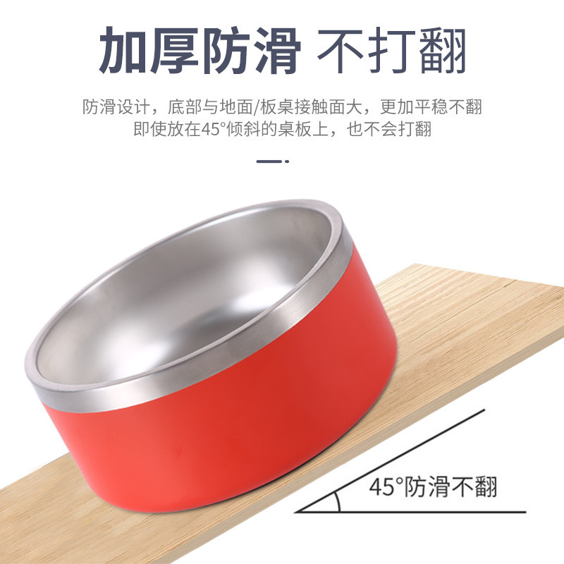 Acero inoxidable antideslizante redondo para perros tazón de gran calibre para mascotas antideslizante desgaste para mascotas alimentación al por mayor en stock