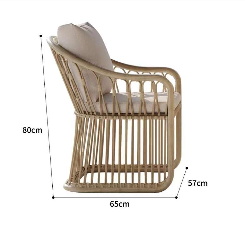 Balcón al aire libre ocio silla de caña al aire libre sofá combinación de asiento hotel terraza villa jardín muebles de caña