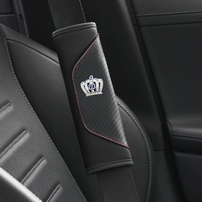 Seat belt shoulder pad — Car Carbon Fiber Pattern Leather - black-crown-edition-2365