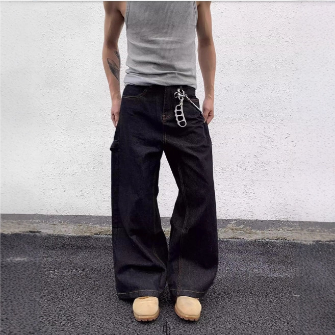 High-Quality Scimitar Workwear Jeans for Men and Women 2025 Autumn and Winter New Loose Bf High Street Floor-Length Casual Pants Trendy