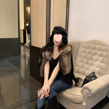 美式复古风皮草毛毛外套慵懒开衫上衣白色黑色兔毛