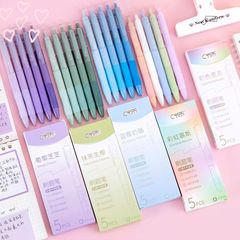 モランディボックス入りプッシュ式ゲルインクペン、グラデーションカラー、学生向け練習用ペン、高品質、速乾性、滑らかな黒インクペン、水性ペン