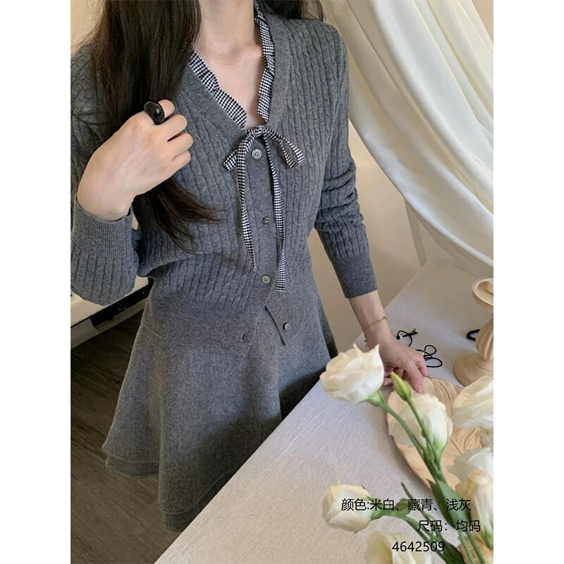 Spring and Autumn New Style College-Style Youthful Lace-Trimmed Lace-Up Small-Sized Cable Knit Sweater Cardigan for Women Spring and Autumn New Style College-Style Youthful Lace-Trimmed Lace-Up Small-Sized Cable Knit Sweater Cardigan for Women