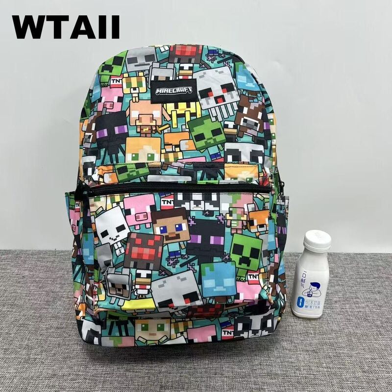 New Foreign Trade Cartoon Cute Minecraft Backpack School Bag Backpack Forest Campus Hot Style