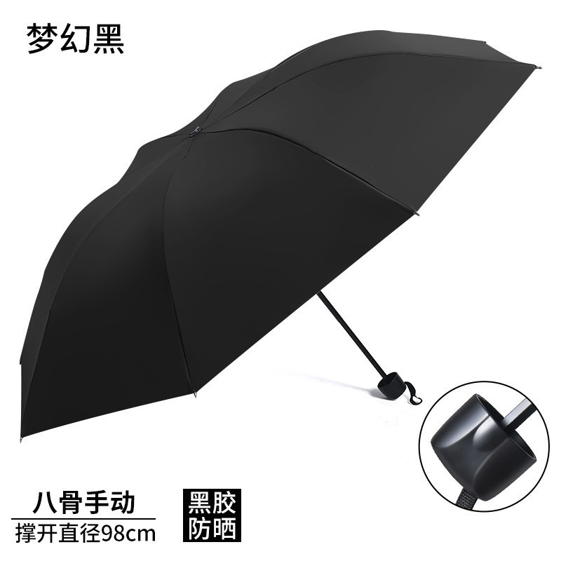 T806 3단 8본 수동 양우산 - 블랙