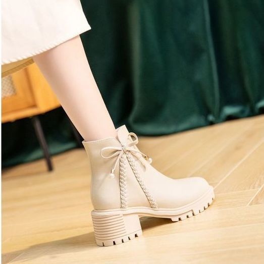Real soft leather gentle fairy ankle boots 2023 New thick high heel Martin boots Women's Spring and Autumn single boots all-match women's boots