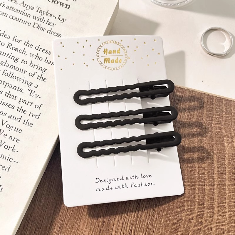 2025 nuevo estilo horquilla negra para mujer, cabello roto en la frente, clip de pico de pato lateral, clip para accesorios para el cabello para adultos, clip simple de una palabra