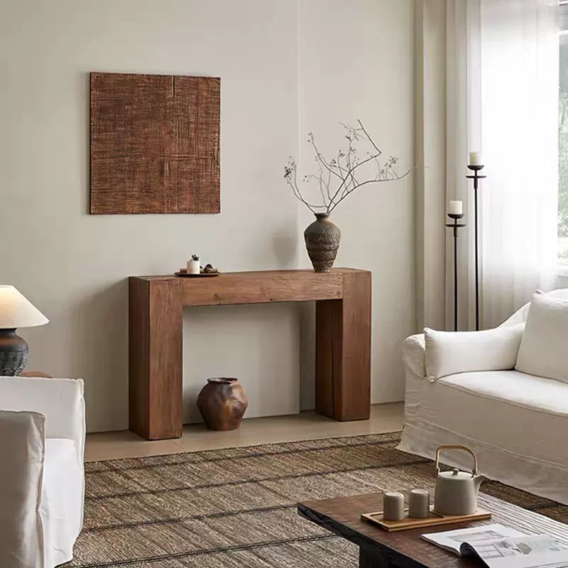 实木玄关桌客厅入户玄关台民宿酒店复古意式案几靠墙窄桌端景台