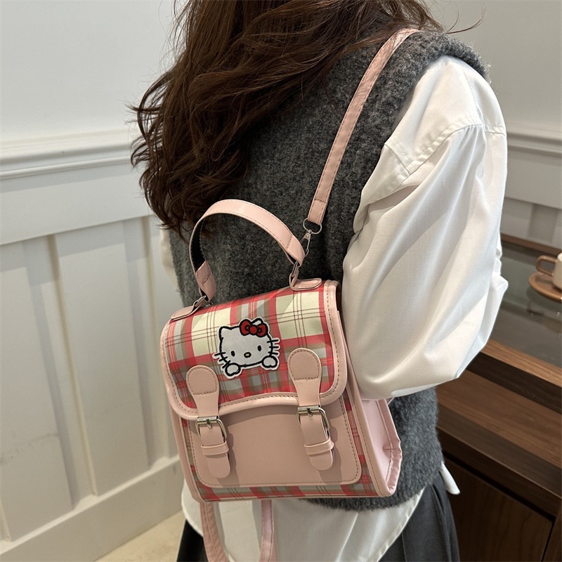 Mochila de niños de estilo casual de nicho de placas 2024 nueva mochila pequeña color contraste simple mochila portátil