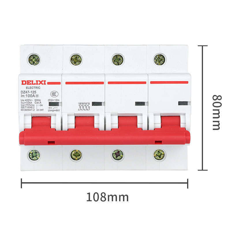 Delixi DZ47-125 3P D-type circuit breaker 80A 100A 125A high-current air circuit breaker three-phase
