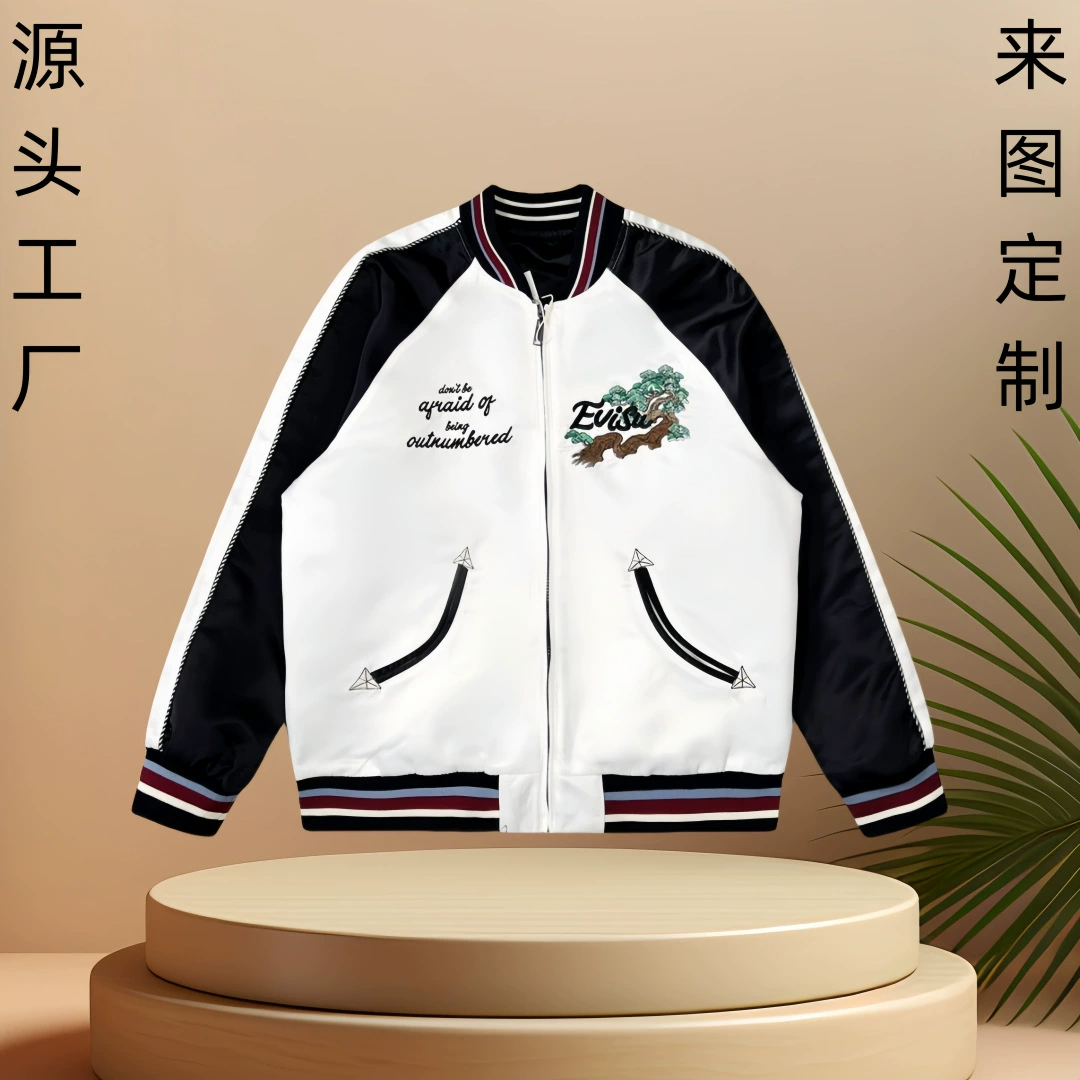 Фабричный заказ Внешняя торговля Вышитое пальто-Авиатор Свободное пальто для пары Повседневная Женская куртка Бейсбольный костюм Мужской на заказ