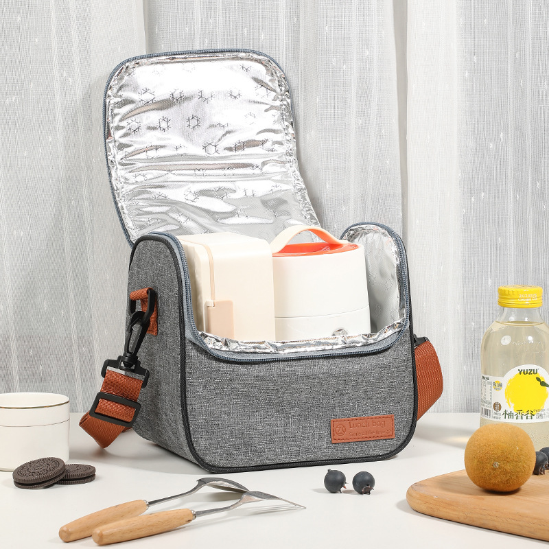 Bolsa aislante engrosada catiónica portátil, bolsa de picnic de aislamiento de papel de aluminio cruzado, bolsa de viaje con comida para el trabajo y la escuela