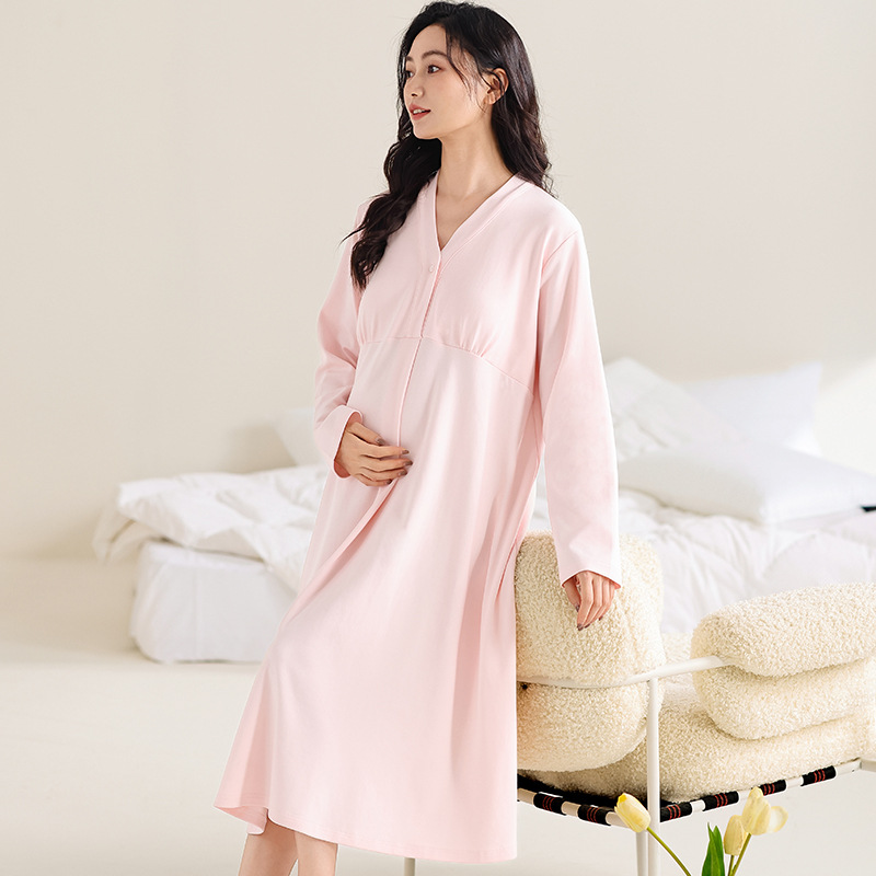 편안한 면 소재 가슴 패드, 임부용 잠옷, 중간기장 임부복 가디건, 감금스커트, 산전검진 스커트, 수유스커트, 원피스