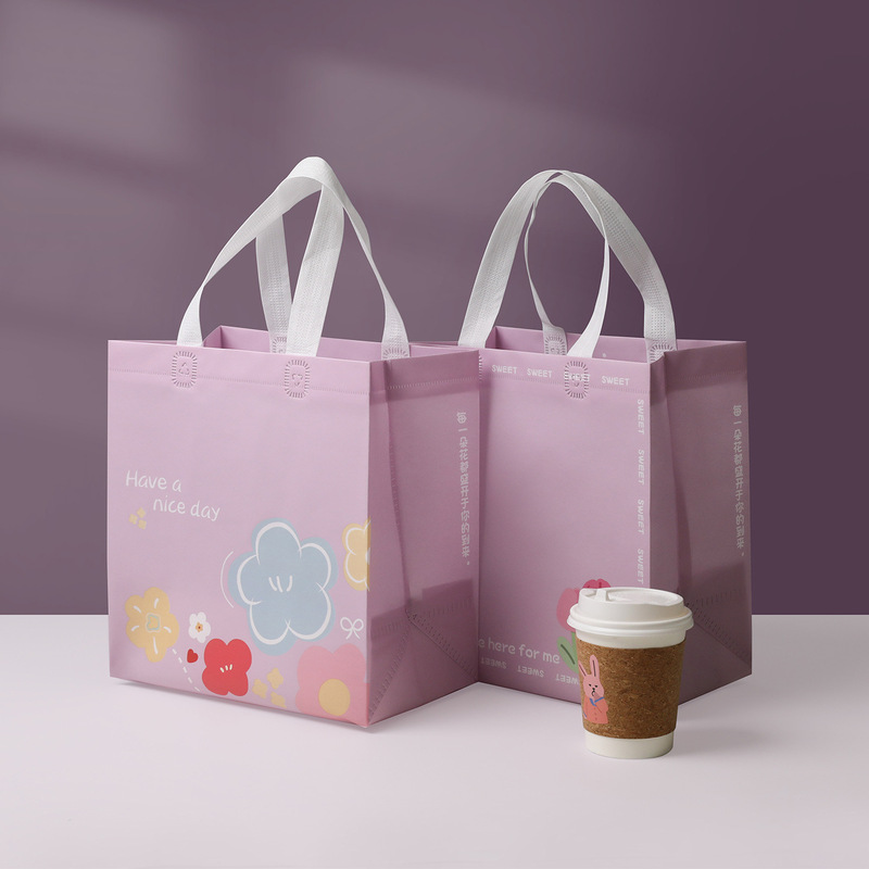 Disposable bread and dessert packaging bags for takeout, commercial use, small-batch catering, non-woven fabric tote bags, customizable