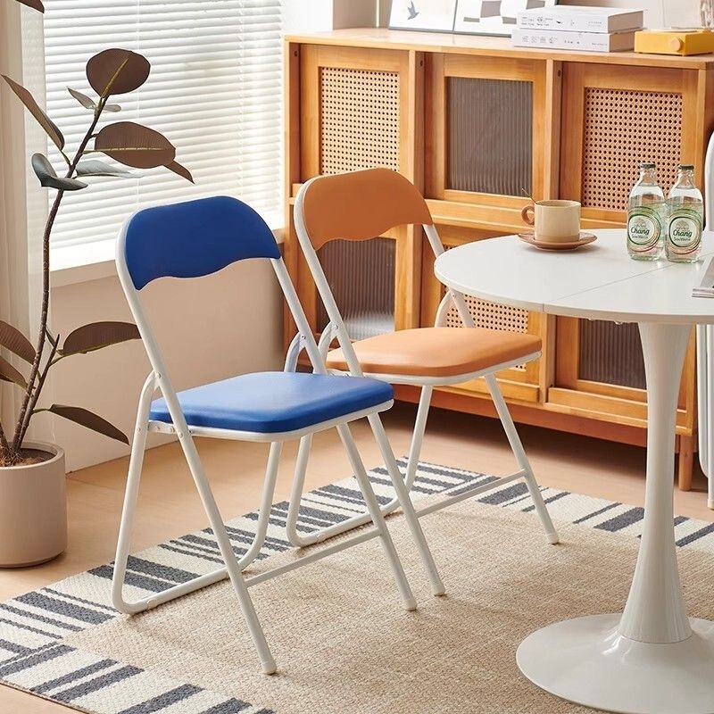 Simple Household Stool Chair with Backrest, Folding Chair, Small Dining Chair, Portable Chair for Computer, Dormitory, Office, and Meetings