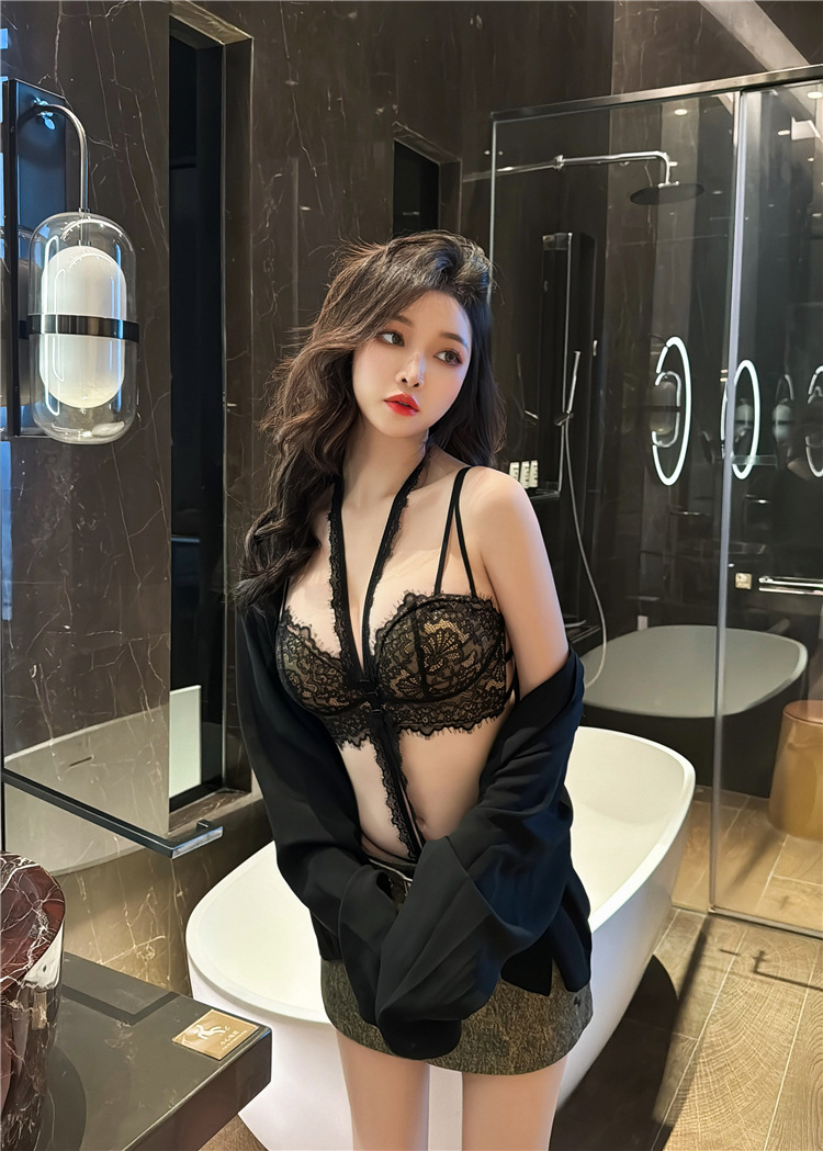 Damen Spitzen Bh Und Slip Set Mit Neckholder Und Verschluss_voghion.com
