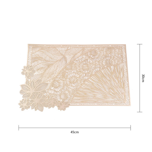 Cross-border new PVC hollow rectangular Western dining mat, household flower anti-slip heat insulation coaster, cross-border wholesale