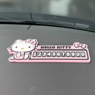 kitty Car luminous mini temporary Nömrəli dayanma kartı - kt021-1-princess-pink-dashboard-model-genuine-authorization-send-0-9-six-sets-of-luminous-numbers