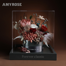 AMYROSE永生花玫瑰真花束摆件高级感结婚礼盒母亲节生日新婚礼物