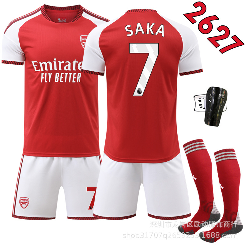 2627 New Arsenal Home Football Jersey Number 7 Saka Jersey Number 8 Odegaard 41 Rice 14 Yorkes