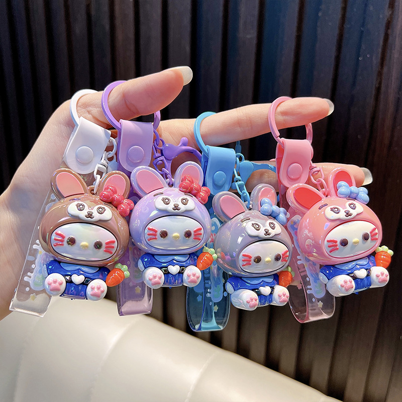Goma suave variedad conejito llavero lindo muñeca mochila colgante llavero de coche máquina de muñecas pequeño regalo