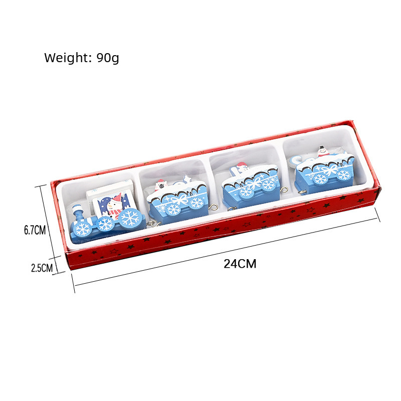 Piiriülesed jõulukaunistused puidust neljaosaline rong laste pühadekingitused akna töölaua ehted_voghion.com