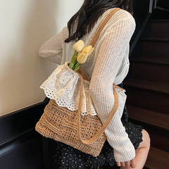 中空織バッグ女性のための 2025 新しいファッション多用途ショルダーバッグ大容量海辺休暇トートバッグポータブル