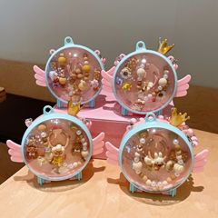 Angel Gift Box Children Necklace Accessories Set Coffee Color Cartoon Pendant Beads Chain for 3-7 Year Old Girls Gift