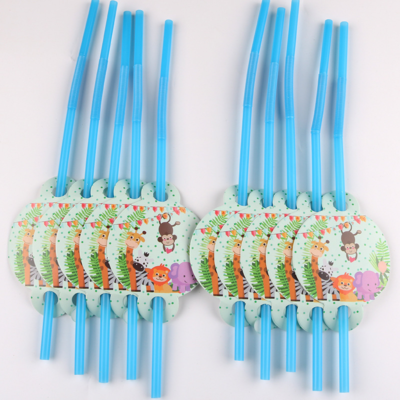 Venta caliente bosque selva Zoo fiesta de cumpleaños traje mantel papel taza papel placa banner tejido partido traje