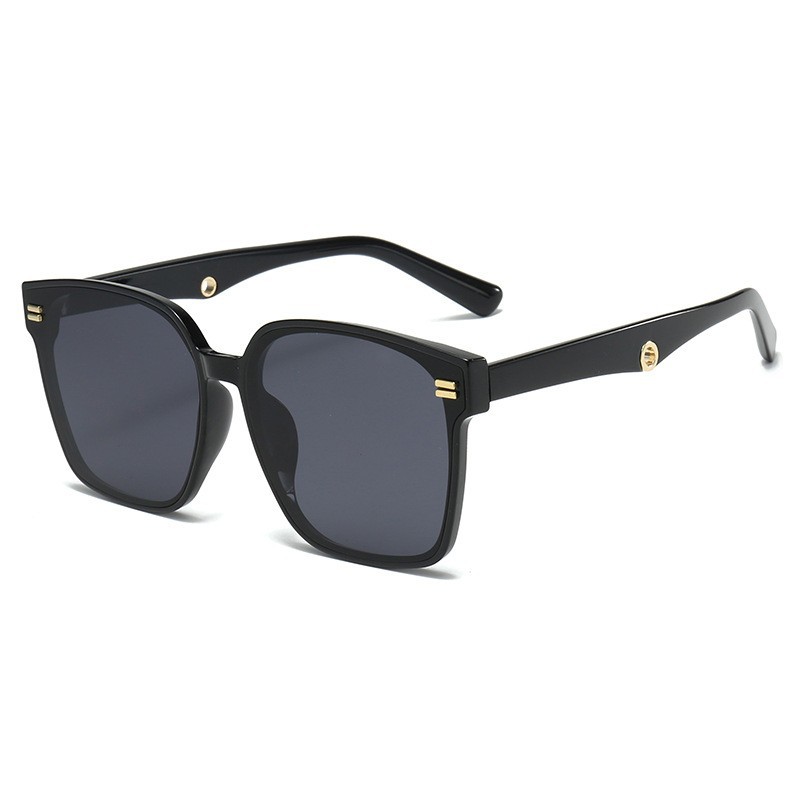2024 New Mi Nail Square Large Frame High Sunglasses, Plain Appearance, Slim Shading, Men's and Women's Sunglasses_voghion.com