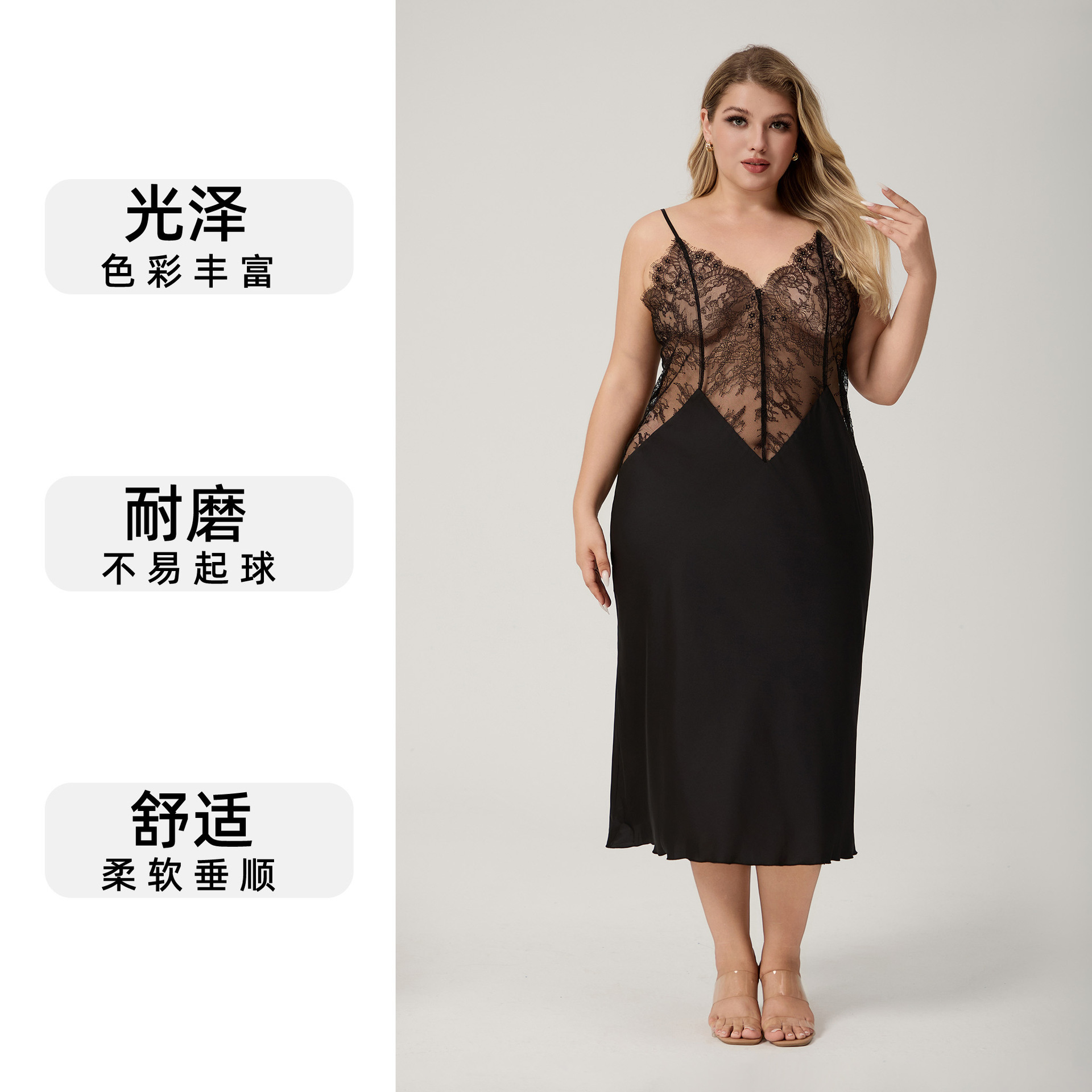 Yaoting transfronterizo pijamas de cabina de larga mujer mujer verano satén chiffon vestido de pijama sexy ropa larga para el hogar CQ3812